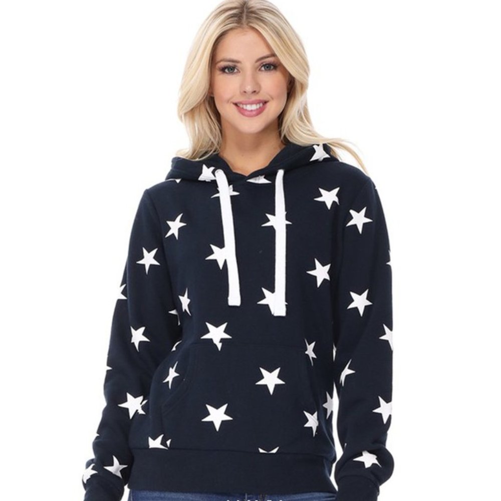 Fleece All-Over Star Print Pullover Hoodie